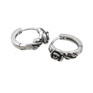 Raw Stainless Steel Hoop Earrings Flower, approx 14mm dia