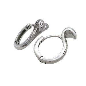 Raw Stainless Steel Hoop Earrings Snake, approx 14mm dia