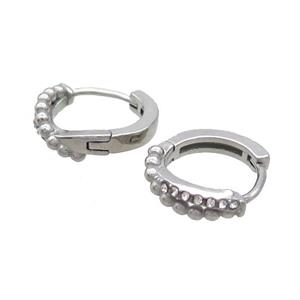 Raw Stainless Steel Hoop Earrings Pave Rhinestone, approx 14mm dia