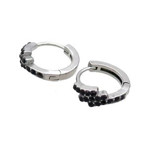 Raw Stainless Steel Hoop Earrings Pave Rhinestone, approx 14mm dia