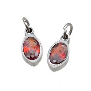 Raw Stainless Steel Eye Pendant Pave Orange Zircon, approx 4x6mm