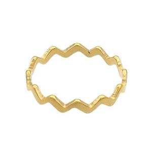 Stainless Steel Rings Wave Gold Plated, approx 3mm, 18mm dia