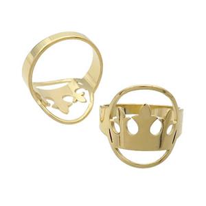 Stainless Steel Rings Crown Gold Plated, approx 16-18mm, 18mm dia