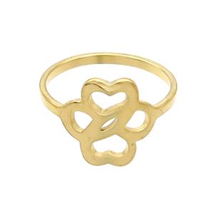 Stainless Steel Rings Flower Gold Plated, approx 13mm, 18mm dia