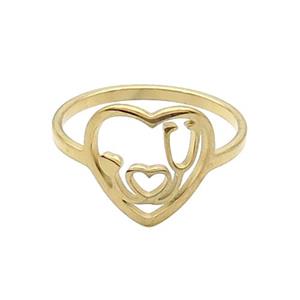 Stainless Steel Heart Rings ILOVEU Gold Plated, approx 12-12.5mm, 18mm dia