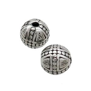 Stainless Steel Beads Round Antique Silver, approx 10mm