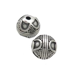 Stainless Steel Beads Round Antique Silver, approx 10mm