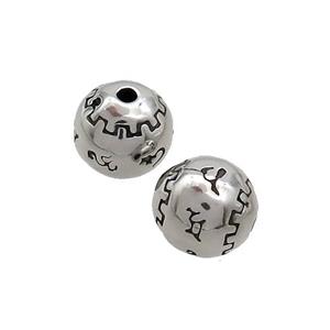 Stainless Steel Beads Round Antique Silver, approx 10mm