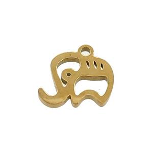 Stainless Steel Elephant Charms Pendant Gold Plated, approx 10.5mm