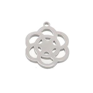 Raw Stainless Steel Flower Pendant, approx 16mm