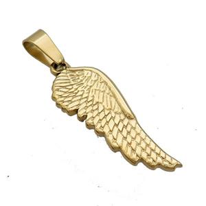 Stainless Steel Angel Wings Pendant Gold Plated, approx 13-38mm