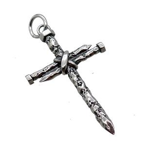 Stainless Steel Crucifix Cross Pendant Antique Silver, approx 32-50mm