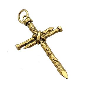 Stainless Steel Crucifix Cross Pendant Antique Gold, approx 32-50mm