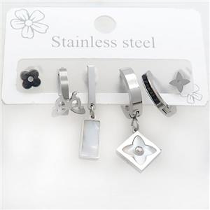 Raw Stainless Steel Earrings, approx 6-10mm, 14mm dia