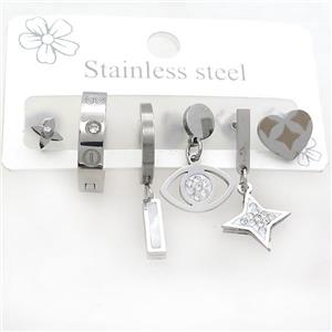 Raw Stainless Steel Earrings, approx 6-10mm, 14mm dia