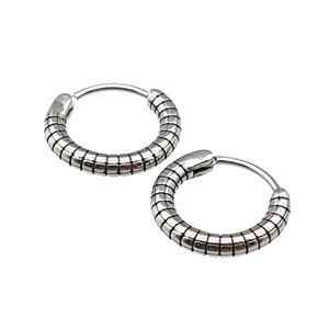 Stainless Steel Hoop Earrings Antique Silver, approx 15-16mm