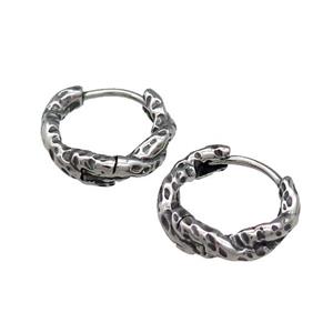 Stainless Steel Hoop Earrings Antique Silver, approx 15-16mm