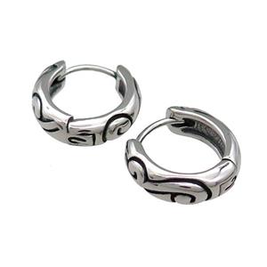 Stainless Steel Hoop Earrings Antique Silver, approx 15-16mm