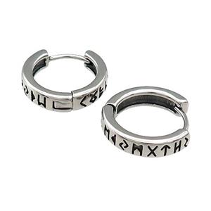 Stainless Steel Hoop Earrings Antique Silver, approx 15-16mm