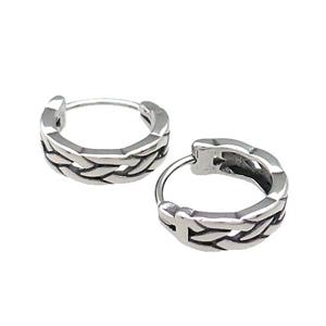 Stainless Steel Hoop Earrings Antique Silver, approx 15-16mm