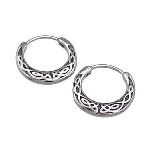 Stainless Steel Hoop Earrings Antique Silver, approx 15-16mm