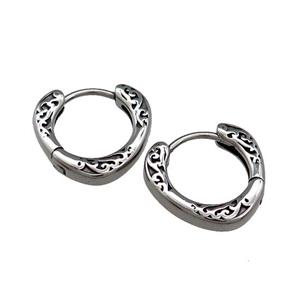 Stainless Steel Hoop Earrings Antique Silver, approx 15-16mm