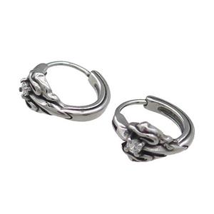 Stainless Steel Hoop Earrings Rhinestone Antique Silver, approx 15-16mm