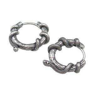 Stainless Steel Hoop Earrings Snake Antique Silver, approx 20mm