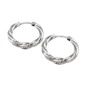 Stainless Steel Hoop Earrings Antique Silver, approx 23mm