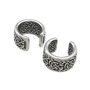 Stainless Steel Clip Earrings Antique Silver, approx 13-15mm