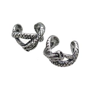 Stainless Steel Clip Earrings Antique Silver, approx 13-15mm