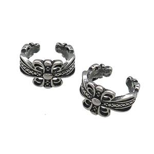 Stainless Steel Clip Earrings Antique Silver, approx 13-15mm