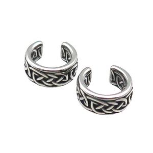 Stainless Steel Clip Earrings Antique Silver, approx 13-15mm