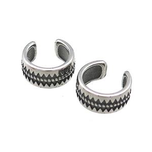 Stainless Steel Clip Earrings Antique Silver, approx 13-15mm