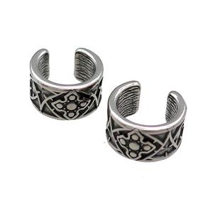 Stainless Steel Clip Earrings Antique Silver, approx 13-15mm