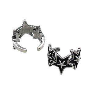 Stainless Steel Clip Earrings Star Antique Silver, approx 13-15mm