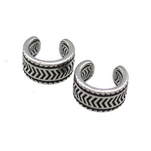 Stainless Steel Clip Earrings Antique Silver, approx 13-15mm