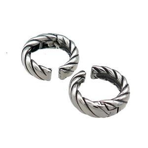 Stainless Steel Clip Earrings Antique Silver, approx 13-15mm