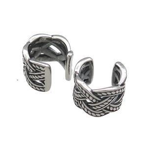 Stainless Steel Clip Earrings Antique Silver, approx 13-15mm