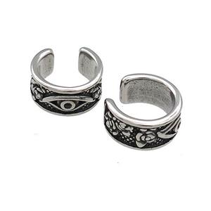 Stainless Steel Clip Earrings Eye Antique Silver, approx 13-15mm