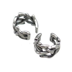 Stainless Steel Clip Earrings Antique Silver, approx 13-15mm