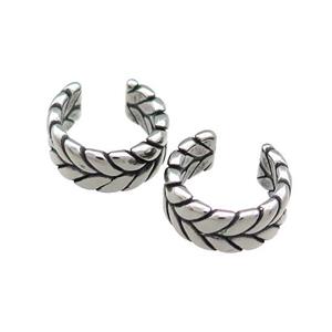 Stainless Steel Clip Earrings Antique Silver, approx 13-15mm