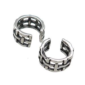 Stainless Steel Clip Earrings Antique Silver, approx 13-15mm