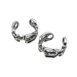 Stainless Steel Clip Earrings Antique Silver, approx 13-15mm