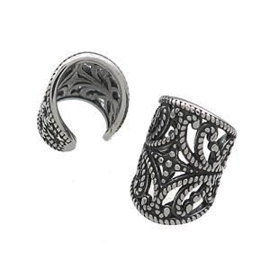 Stainless Steel Clip Earrings Antique Silver, approx 20mm, 13mm