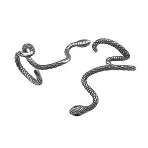 Stainless Steel Clip Earrings Snake Antique Silver, approx 30mm, 13mm