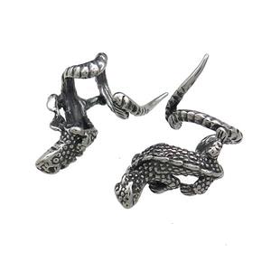 Stainless Steel Clip Earrings Snake Antique Silver, approx 30mm, 15mm