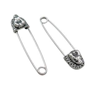 Stainless Steel Safety Pins Antique Silver, approx 9-13mm, 40mm