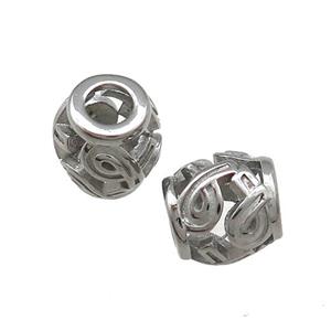 Raw Titanium Steel Barrel Beads Large Hole Hollow, approx 9-10mm, 4mm hole