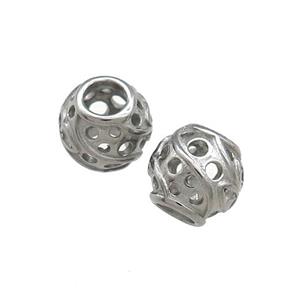 Raw Titanium Steel Barrel Beads Large Hole Hollow, approx 8-9mm, 4mm hole